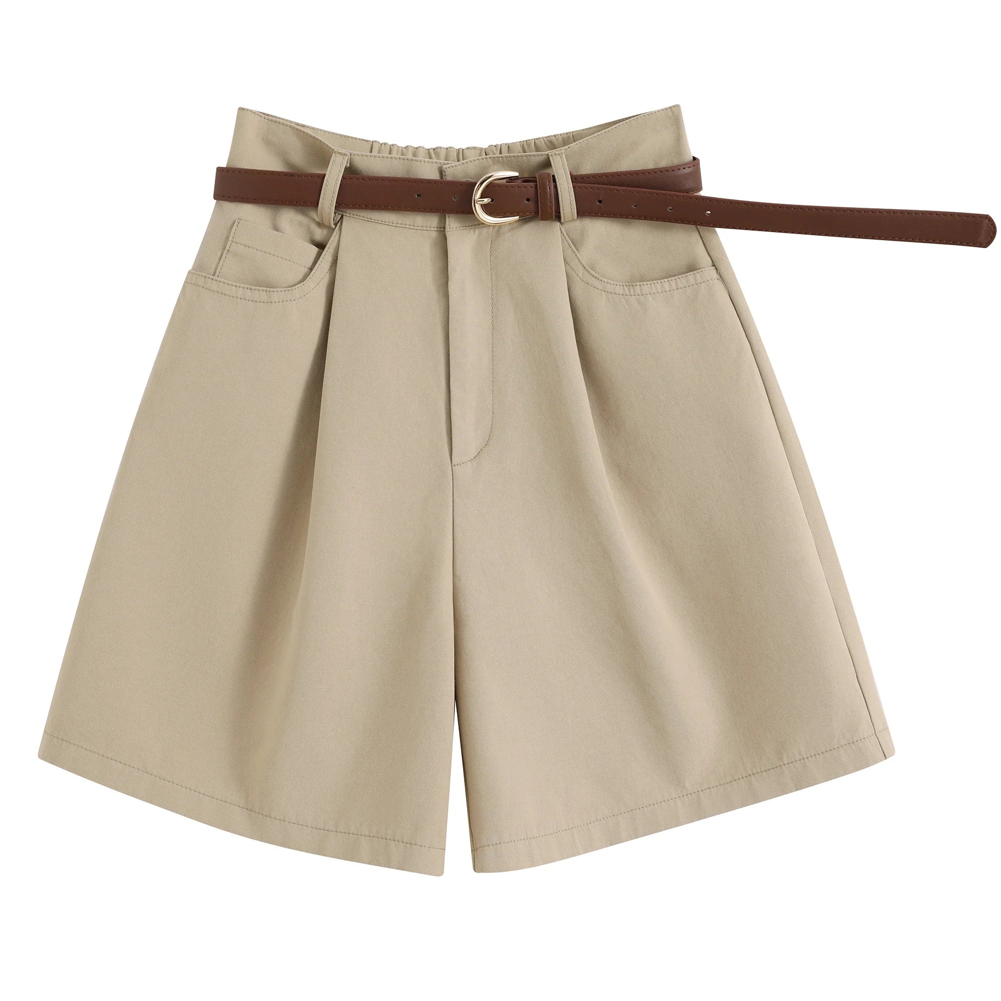 High Waist Summer Cotton Linen Women's Workwear Cargo Shorts Casual Loose Wide Leg Pants Fashionable Short Pants 2024 New